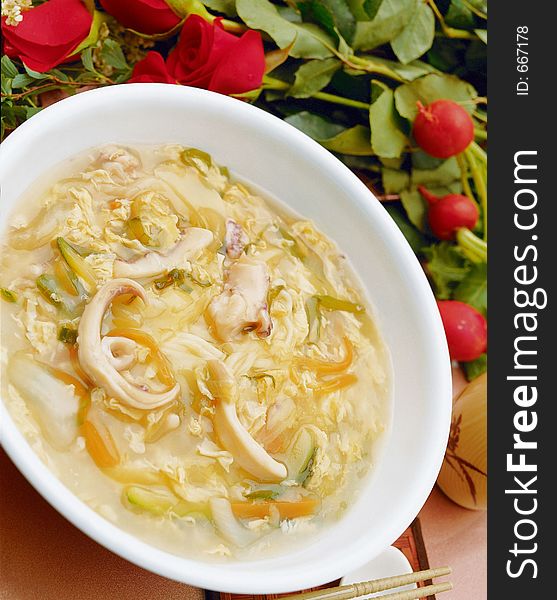 Asia, China, food, culture, soup, Japanese noodles, indoors, cool, bowl, white, rose, close-up, vege