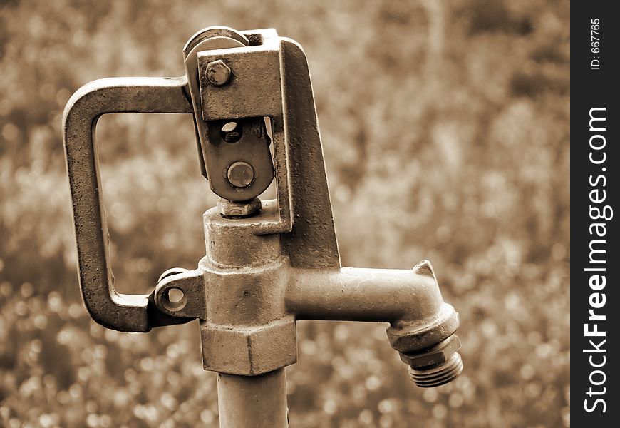 Sepia - Old Water Faucet with Lever Handle. Sepia - Old Water Faucet with Lever Handle