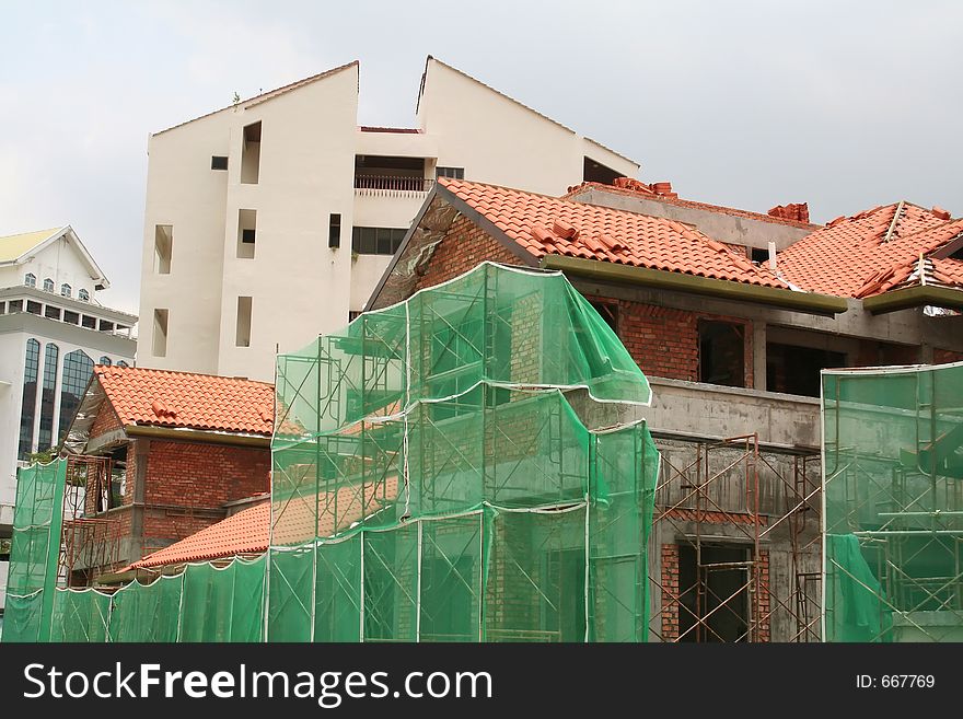 Construction on residential houses. Construction on residential houses