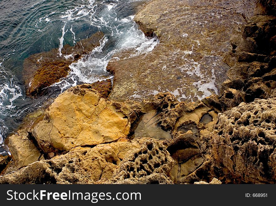 Watter and cliffs, Cyprus coast