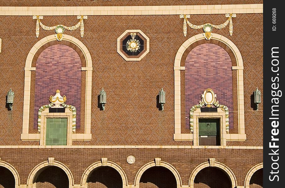 This is a close-up of the decorative wall of Convention Hall in Asbury Park NJ. This is a close-up of the decorative wall of Convention Hall in Asbury Park NJ.