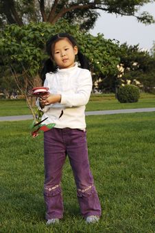 Chinese Girl Play Kite Royalty Free Stock Image