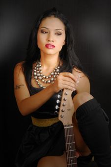 Female Rocker With Her Guitar Royalty Free Stock Photos Female Rocker With Her Guitar Royalty Free Stock Photos