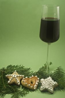 Wine And Christmas Cookie Stock Photos Wine And Christmas Cookie Stock Photos