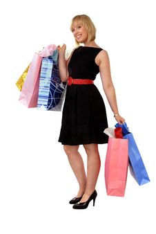 Attractive Blond Girl With Colorful Shopping Bags Royalty Free Stock Photography Attractive Blond Girl With Colorful Shopping Bags Royalty Free Stock Photography