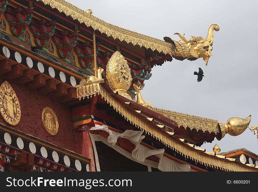 View from roof of Songzanlin temple near Shangri-La, China. View from roof of Songzanlin temple near Shangri-La, China.