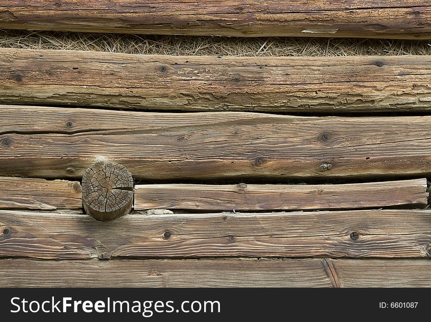 An old wood house beam detail. An old wood house beam detail