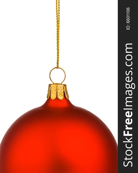 Vibrant Red Christmas Bauble on isolated white