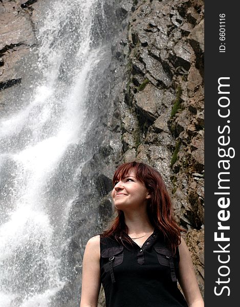 Girl And Waterfall