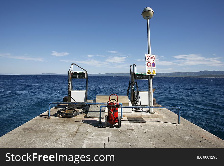 Petrol fuelling station on seaside