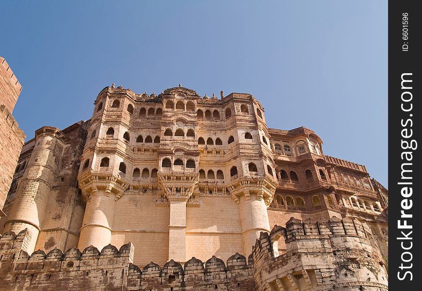 Mehrangarh Fort, located in Jodhpur city in Rajasthan state is one of the largest forts in India. Mehrangarh Fort, located in Jodhpur city in Rajasthan state is one of the largest forts in India