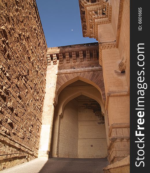 Mehrangarh Fort, located in Jodhpur city in Rajasthan state is one of the largest forts in India. Mehrangarh Fort, located in Jodhpur city in Rajasthan state is one of the largest forts in India