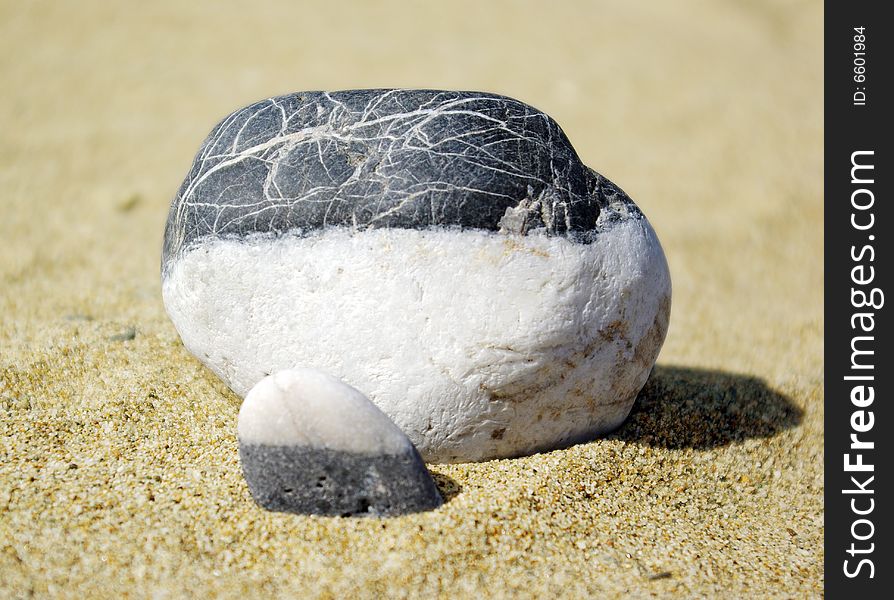 Two Stones macro on a beach. Two Stones macro on a beach