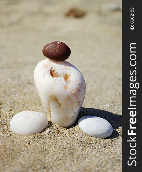 Fanny Stone on a beach. Summer. Sea.