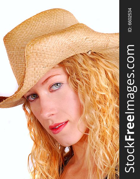 Young Woman Wearing A Straw Hat