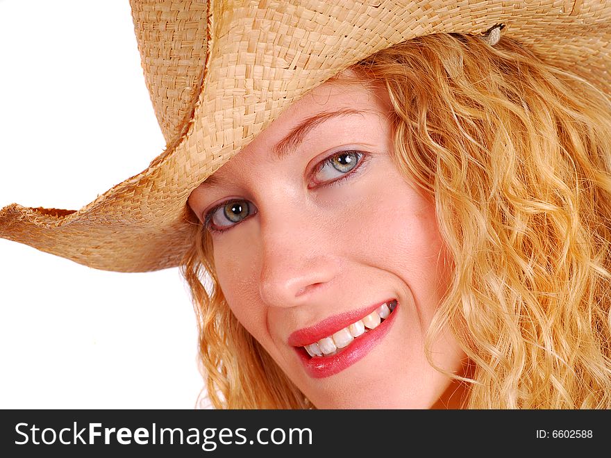 Young Woman Wearing Cowboy Hat