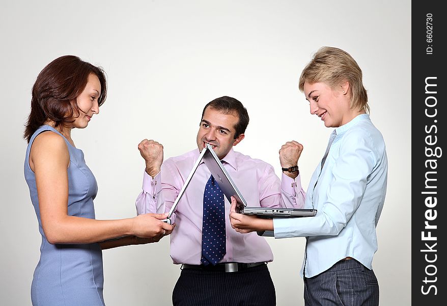 Successful business colleagues emotional and happy