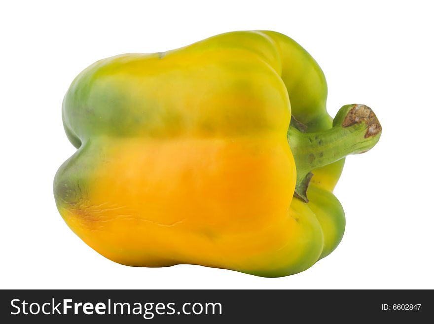 Yellow and green paprika isolated on white. Yellow and green paprika isolated on white