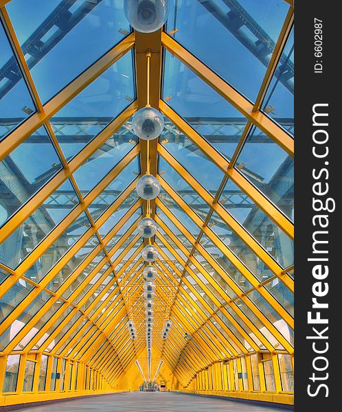 Foot bridge in Moscow. High dynamic range image.