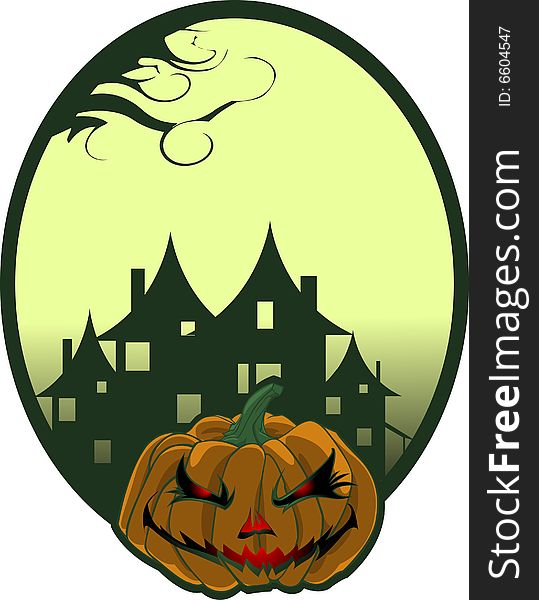 Halloween pumpkin. You can add text in the light area, to add much more text reduce castle or write whit light green. Halloween pumpkin. You can add text in the light area, to add much more text reduce castle or write whit light green.