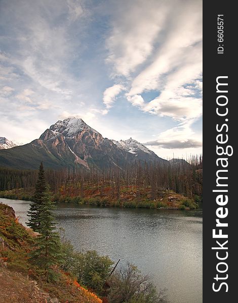 Moab Lake near Jasper, Alberta, Canada in fall colors. Moab Lake near Jasper, Alberta, Canada in fall colors.