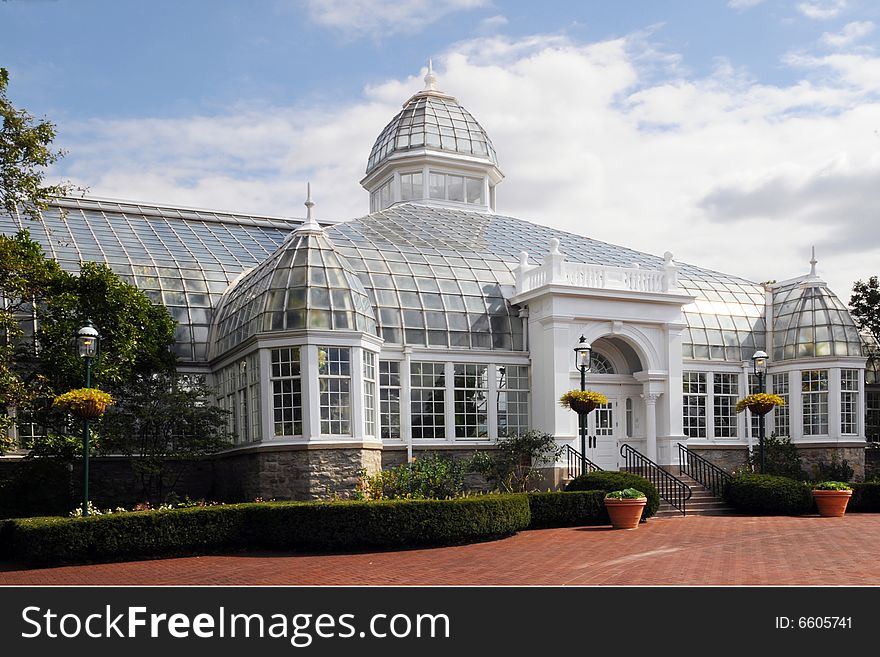 An exterior view of a beautiful conservatory. An exterior view of a beautiful conservatory.