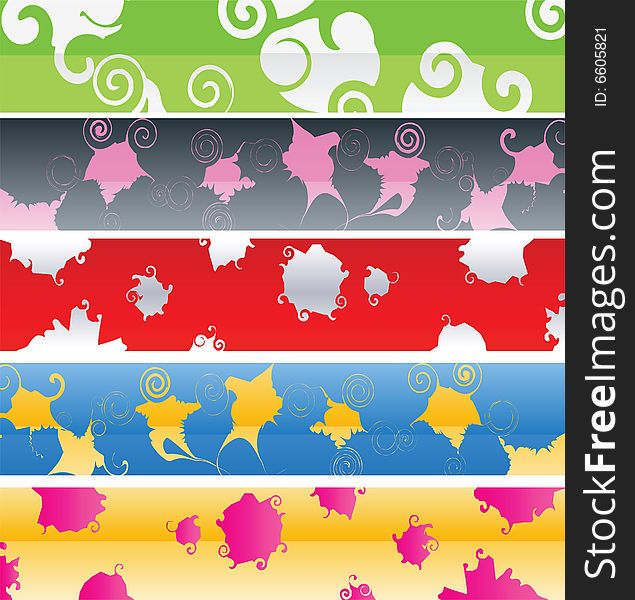 Vector illustration banner design 5 variants. Vector illustration banner design 5 variants