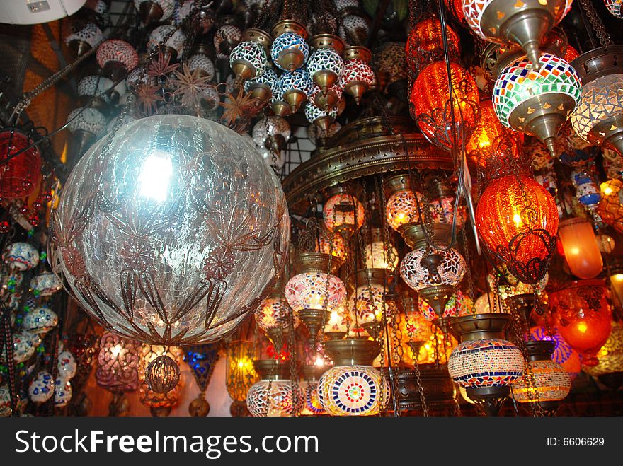 Oriental turkish lamp in old bazaar. Oriental turkish lamp in old bazaar