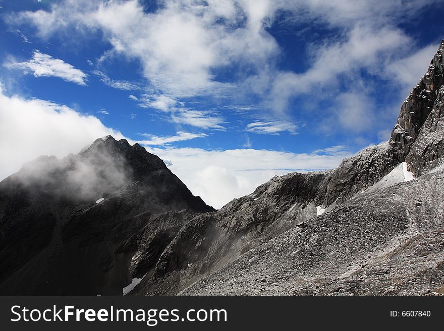 Yulong snow mountain shot in Yunnan, China