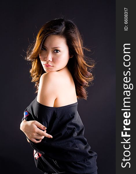 Beautiful glamorous sensual asian woman bare back. Beautiful glamorous sensual asian woman bare back