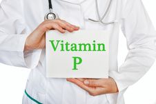 Vitamin P Written On A Card In Doctors Hands Stock Images Vitamin P Written On A Card In Doctors Hands Stock Images