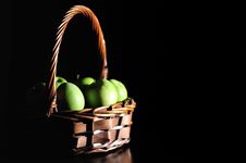 Basket Of Green Apples Royalty Free Stock Photos