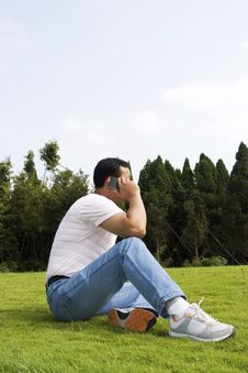 The Man Using Cell Phone Stock Photo The Man Using Cell Phone Stock Photo