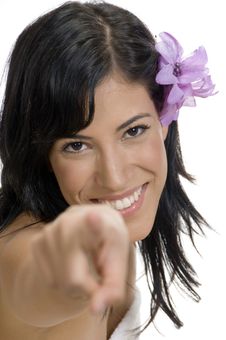 Pointing Woman Looking At Camera Royalty Free Stock Photos Pointing Woman Looking At Camera Royalty Free Stock Photos