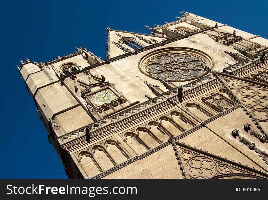 The gothic Saint Jean cathedral facade was mainly built between the XIIth and the XIVth century. The gothic Saint Jean cathedral facade was mainly built between the XIIth and the XIVth century.