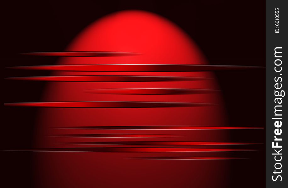 A simple abstract in red. Stylised red oval to background with horizontal lines across. A simple abstract in red. Stylised red oval to background with horizontal lines across.