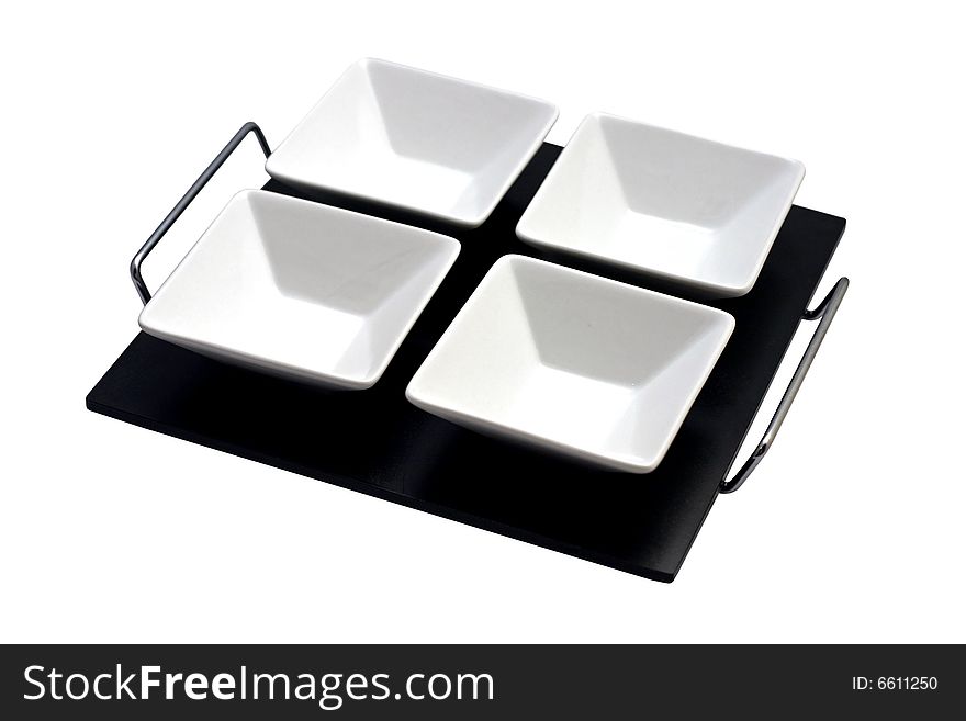 Plate with four coups on white background. Plate with four coups on white background.