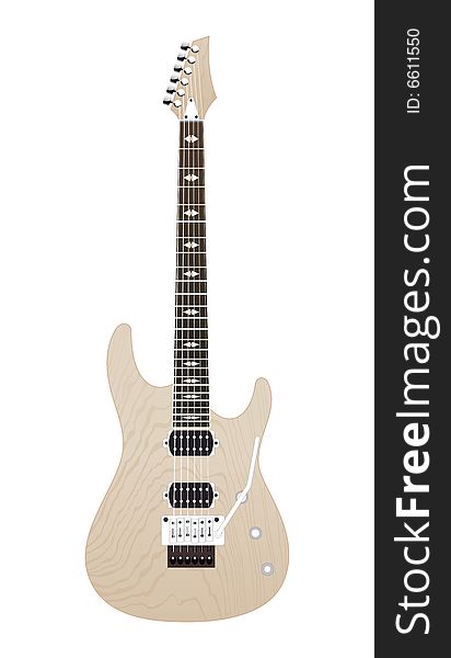 Wood guitar on a white background