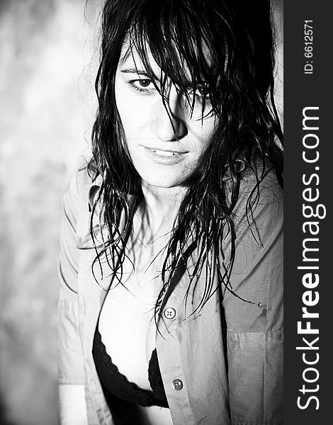 Sensual woman portrait with her hair wet. Sensual woman portrait with her hair wet.