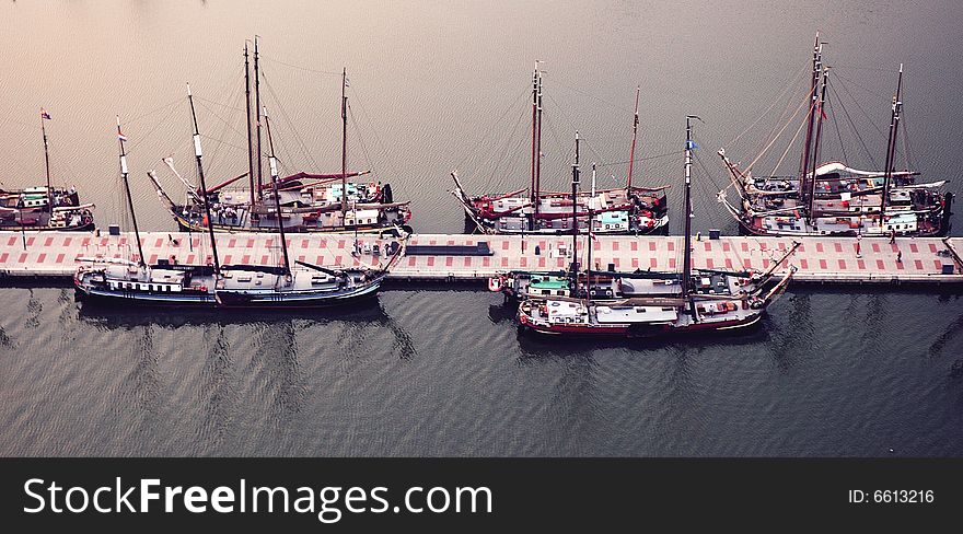 Old Sailing boats in the marina