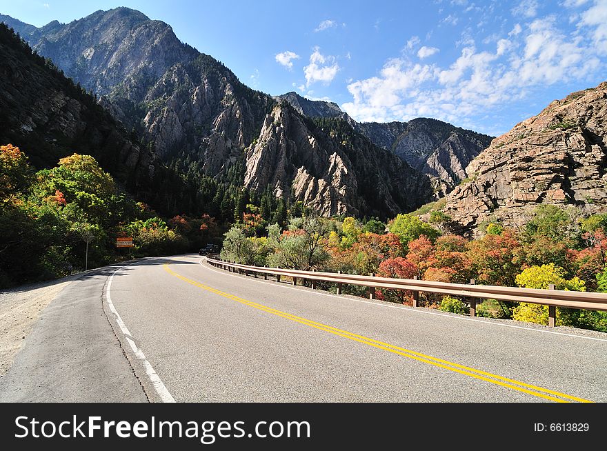 Highway leads to the Big Cottonwood Canyon, Utah. Highway leads to the Big Cottonwood Canyon, Utah