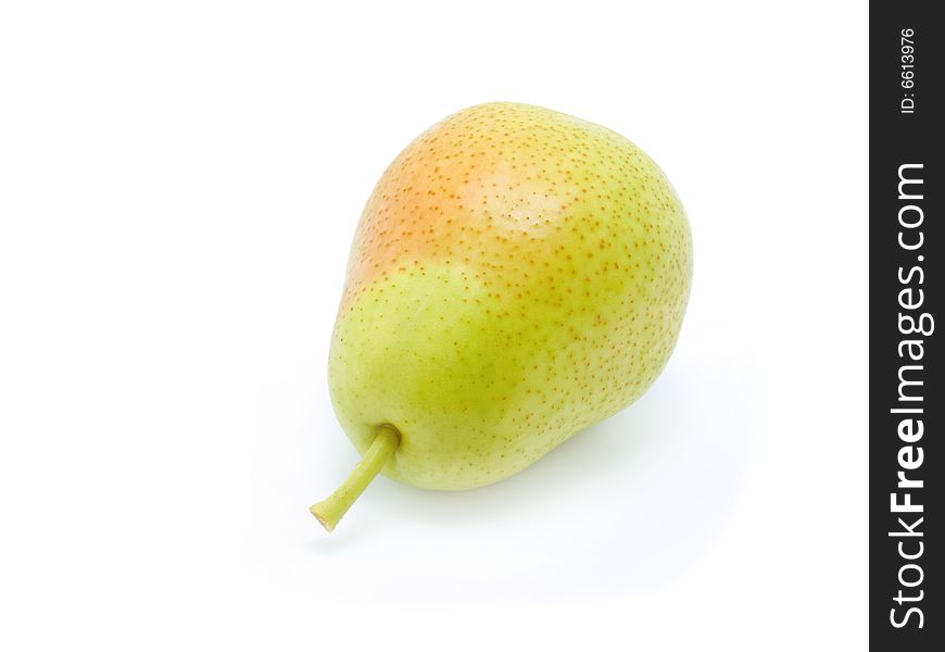 Yellow pear isolated on the white background.