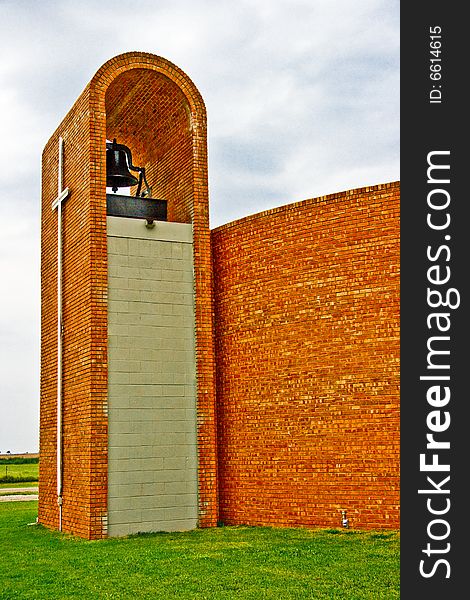 The bell tower of the St John's Lutheran Church of Covington, Oklahoma, a large red brick structure. The bell tower of the St John's Lutheran Church of Covington, Oklahoma, a large red brick structure.