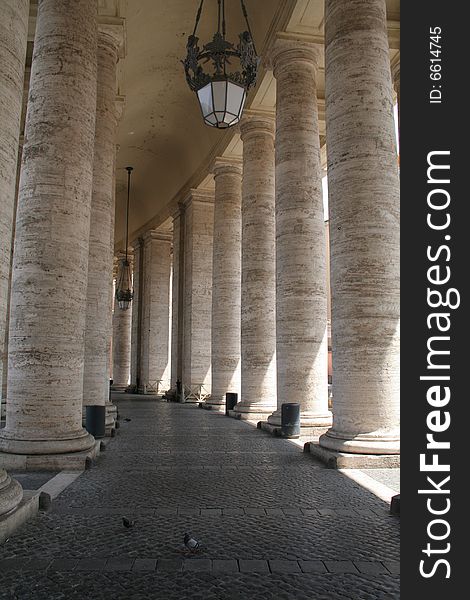 Marble support columns at the vatican