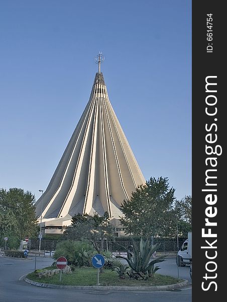 View of the Shrine of Our Lady of tears, in Syracuse, Sicily. Modern Christian Catholic church. View of the Shrine of Our Lady of tears, in Syracuse, Sicily. Modern Christian Catholic church