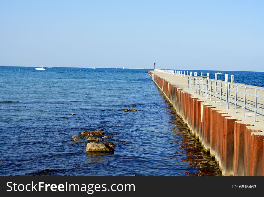 A concrete jetty in Chicago