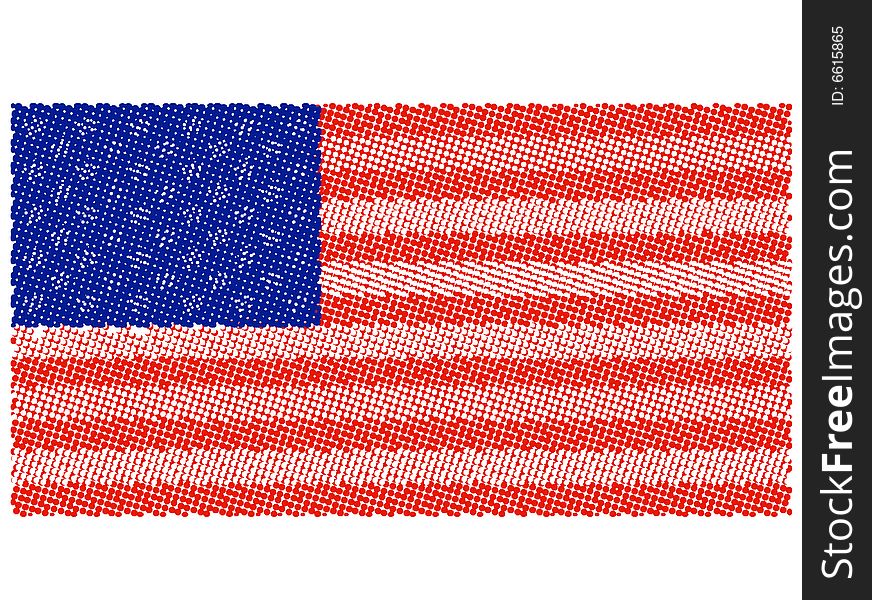 Illustration of USA flag, halftone