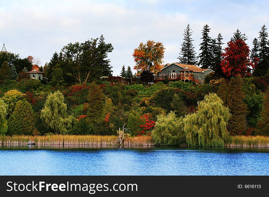 Beautiful scenery, house on the lake. Beautiful scenery, house on the lake