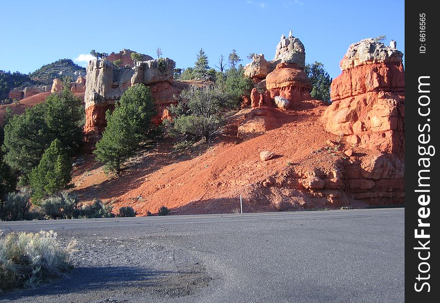 A view of Red Rock Canyon from the roadside in Utah. A view of Red Rock Canyon from the roadside in Utah.