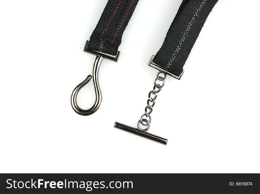 Parallel Black belt with metal buckle isolated on a white background